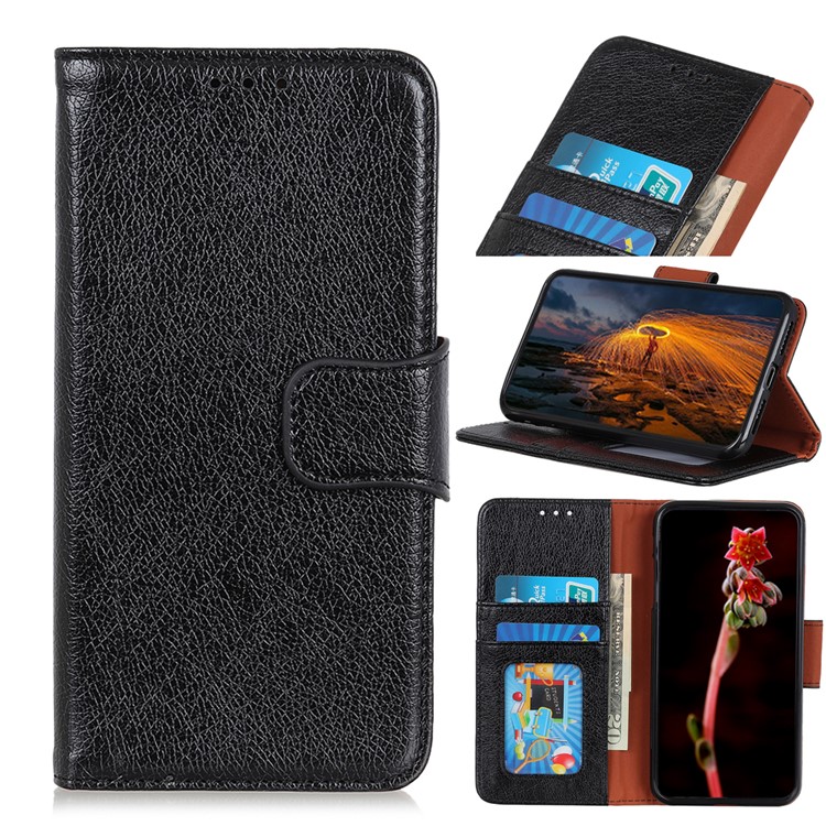 Nappa Texture Split Leather Wallet Cell Phone Cover for iPhone XS 5.8 inch - Black-1