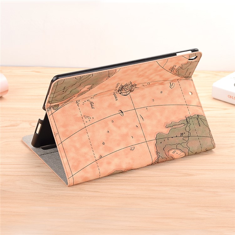 Intelligente Karte Muster Brieftasche Stehen Lederschale Für IPad Air 10,5 Zoll (2019) - Dunkelgelb-6