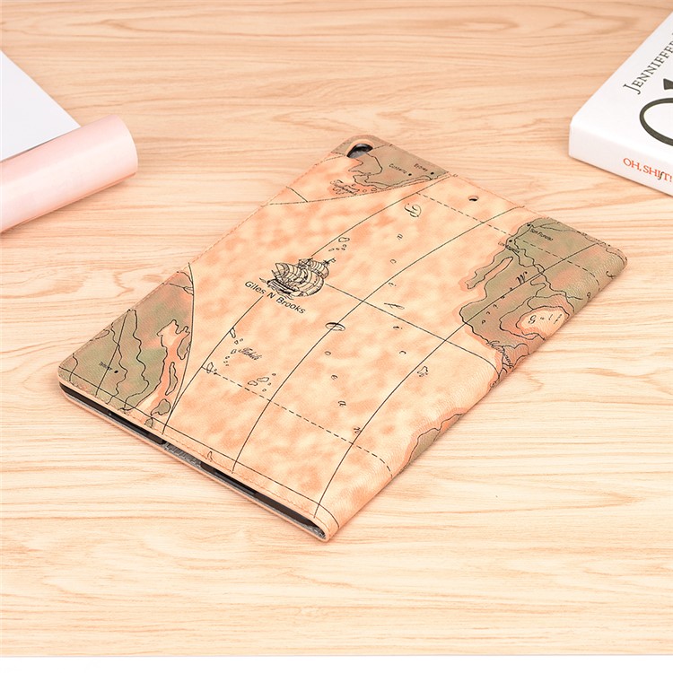 Intelligente Karte Muster Brieftasche Stehen Lederschale Für IPad Air 10,5 Zoll (2019) - Dunkelgelb-8