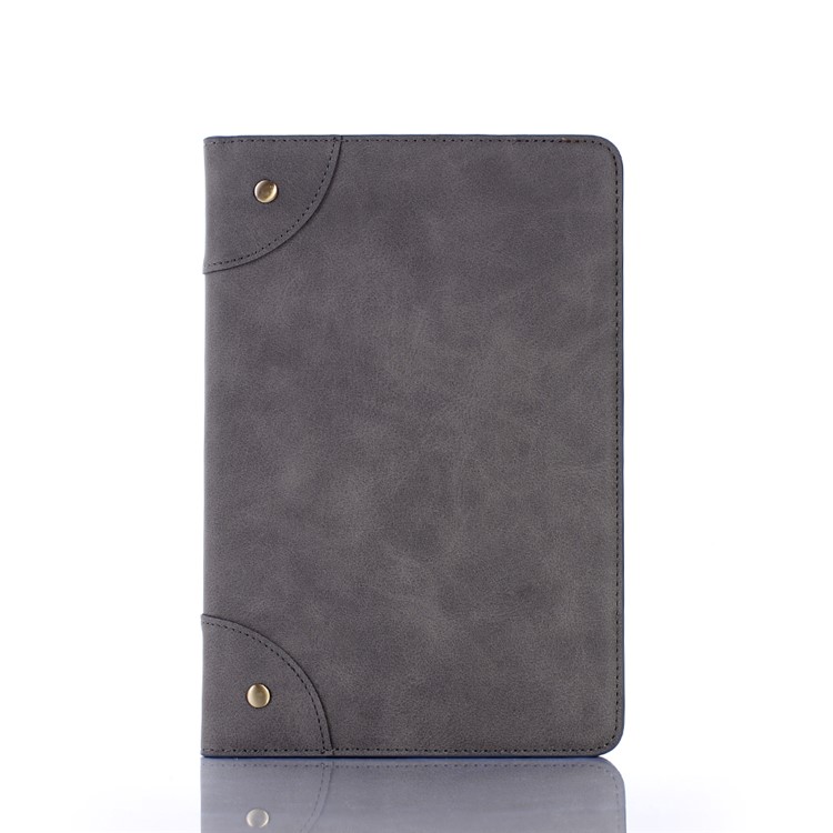 

Retro Style Matte Wallet Stand Leather Smart Cover for iPad mini 4 / mini (2019) 7.9 inch - Grey, iPad mini 4