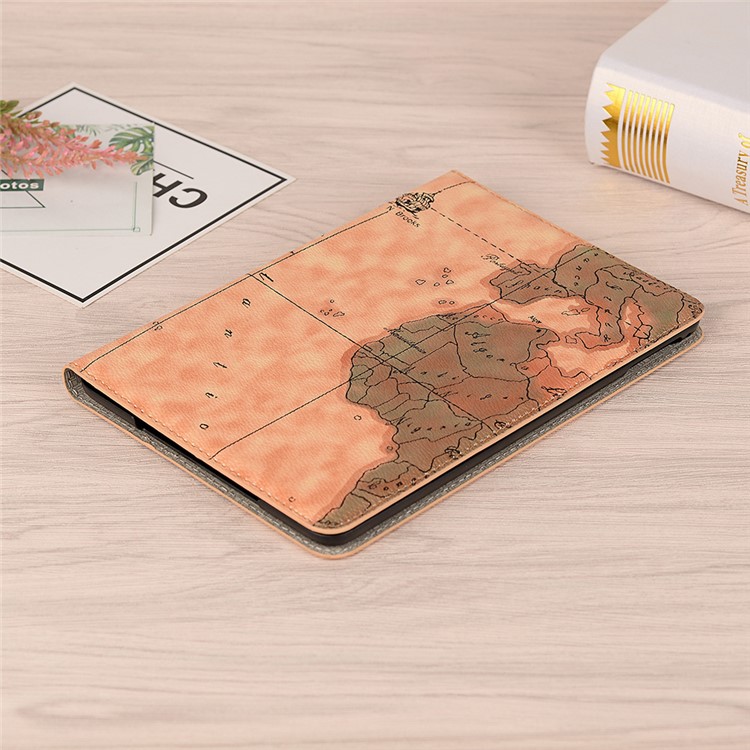 Map Pattern Wallet Stand Smart Leather Shell for iPad mini 4 / mini (2019) 7.9 inch - Dark Yellow-8