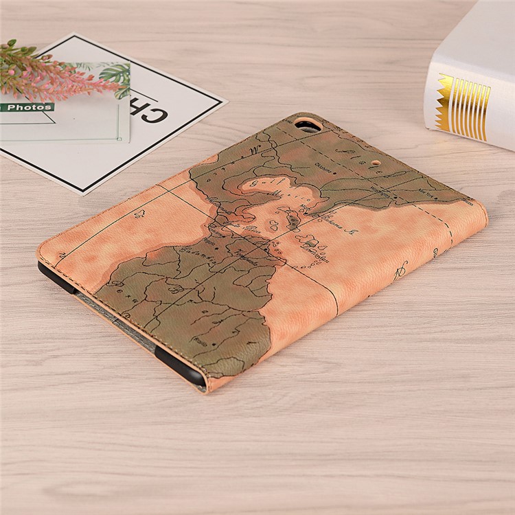 Map Pattern Wallet Stand Smart Leather Shell for iPad mini 4 / mini (2019) 7.9 inch - Dark Yellow-9