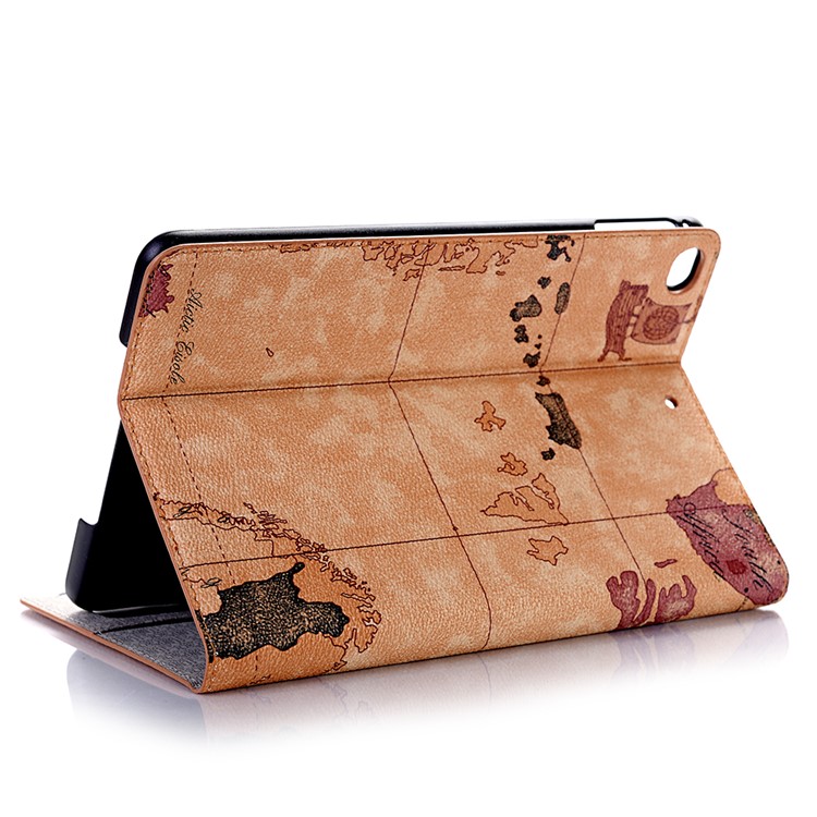 Map Pattern Wallet Stand Smart Leather Shell for iPad mini 4 / mini (2019) 7.9 inch - Light Yellow-4