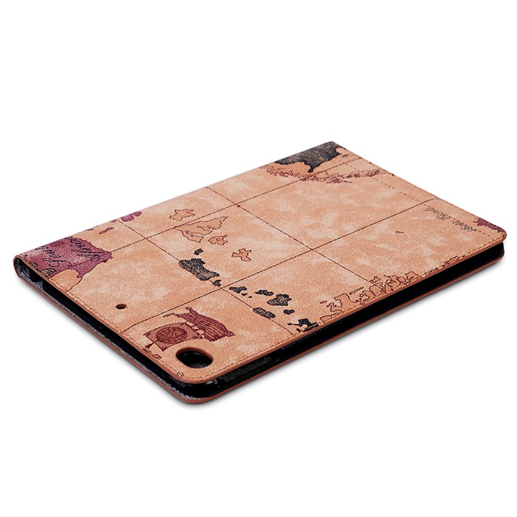 Map Pattern Wallet Stand Smart Leather Shell for iPad mini 4 / mini (2019) 7.9 inch - Light Yellow-5