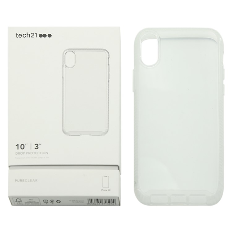 TECH21 Shock Absorption TPU + PC Hybrid Phone Back Case for iPhone XR - Transparent-14