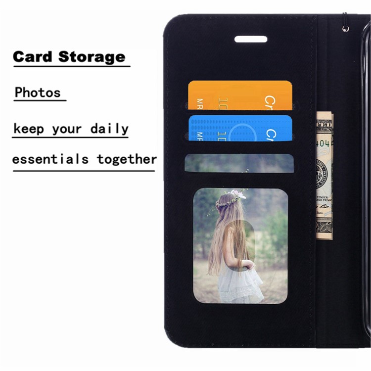 Cloth Texture PU Leather Card Holder Phone Case for iPhone XR 6.1 inch - Black Blue-10