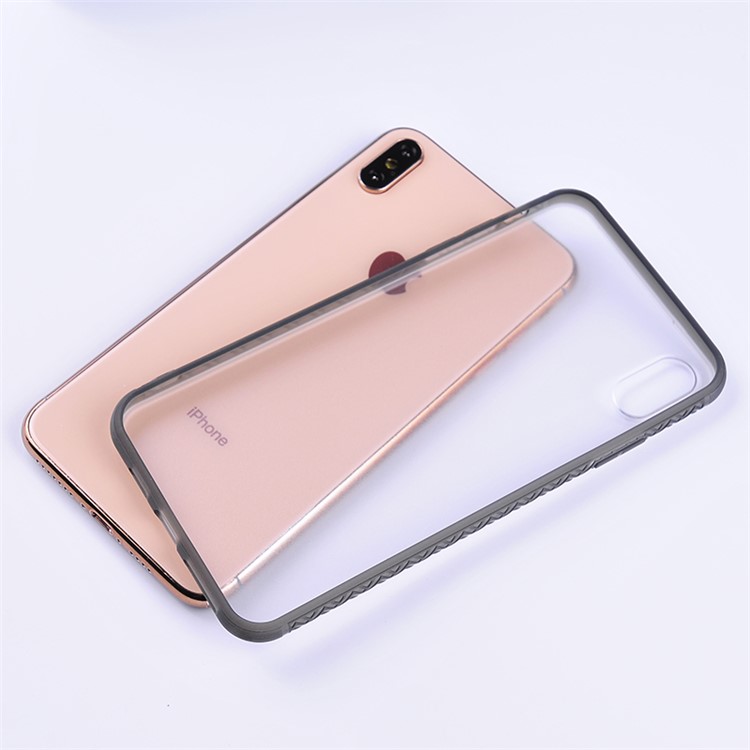 Matte Translucent PC + TPU Hybrid Phone Case for iPhone X / iPhone Xs - Pink-13