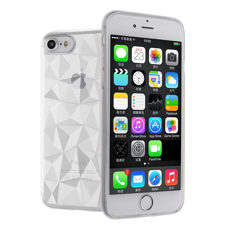 3D Diamond Texture TPU Phone Cover for iPhone 8 / 7 - Transparent-4