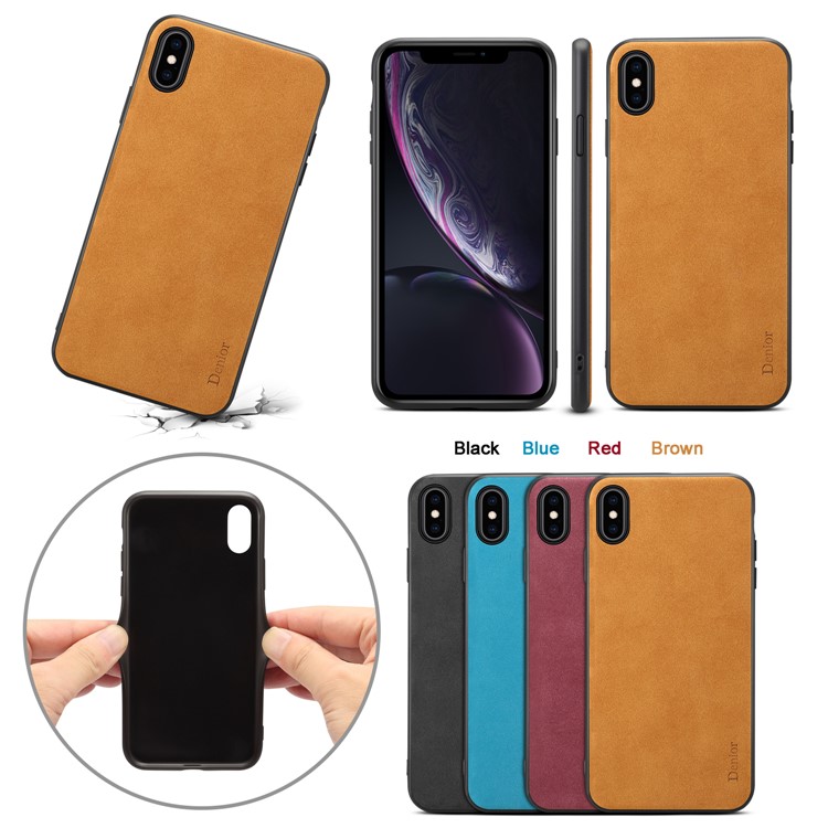 Matte Surface PU Leather + TPU Cell Phone Casing for iPhone XS Max 6.5 inch - Black-6