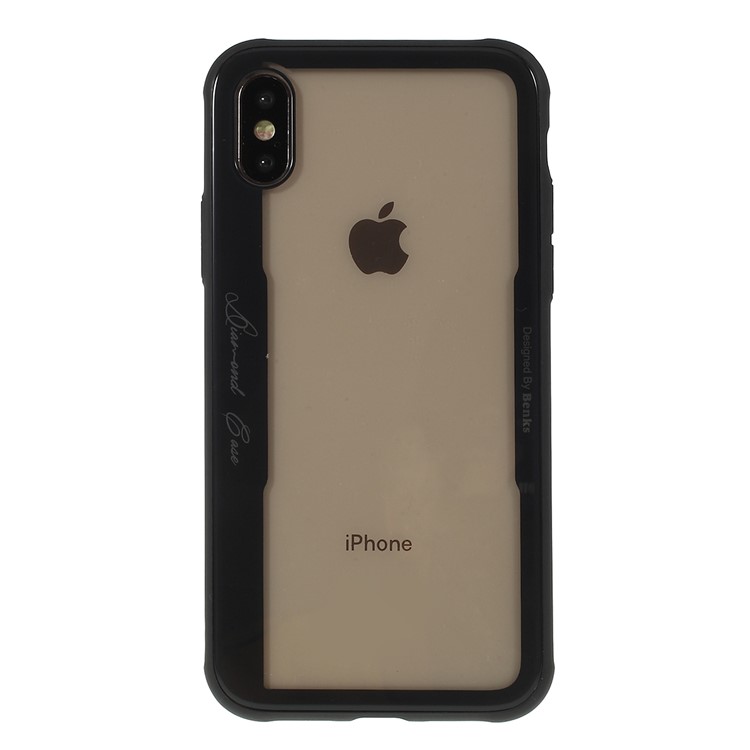 BENKS Series Silicone + Glass Phone Casing for iPhone XS/X 5.8 inch - Transparent Black-3