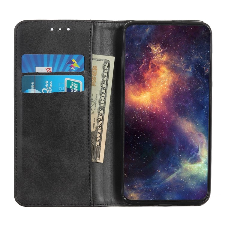 Auto-absorbed Split Leather Wallet Case for iPhone (2019) 6.5-inch - Black-3