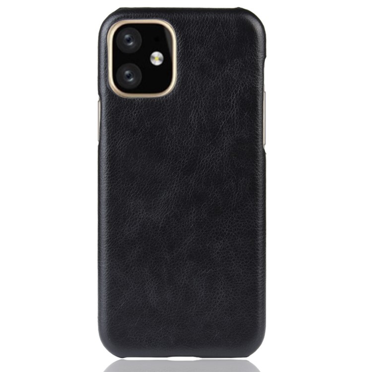 Custodia Per PC Rigida Rivestita in Pelle Litchi Per Iphone 11 6,1 Pollici (2019) - Nero