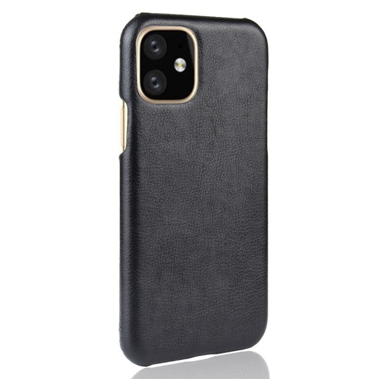 Litchi Skin Leather Hard PC Case Para Iphone 11 6.1 Pulgadas (2019) - Negro