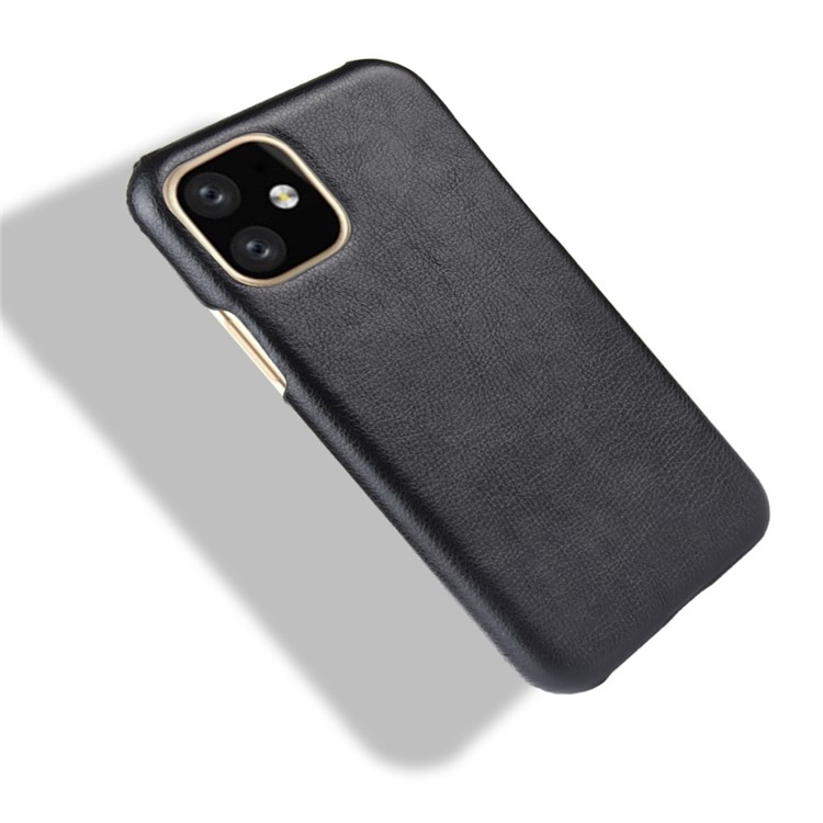 Litchi Skin Cozed Coated Hard PC Case Para Iphone 11 6,1 Polegadas (2019) - Preto