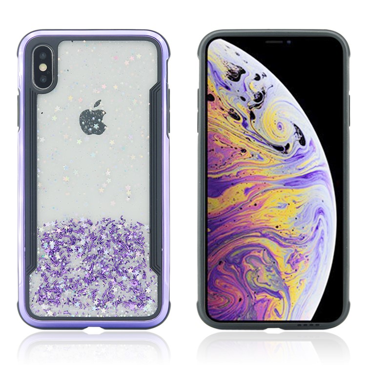 

Shiny Glittery PC Back + TPU Frame Phone Case for iPhone XS Max 6.5 inch - Purple, iPhone XS Max 6.5 inch