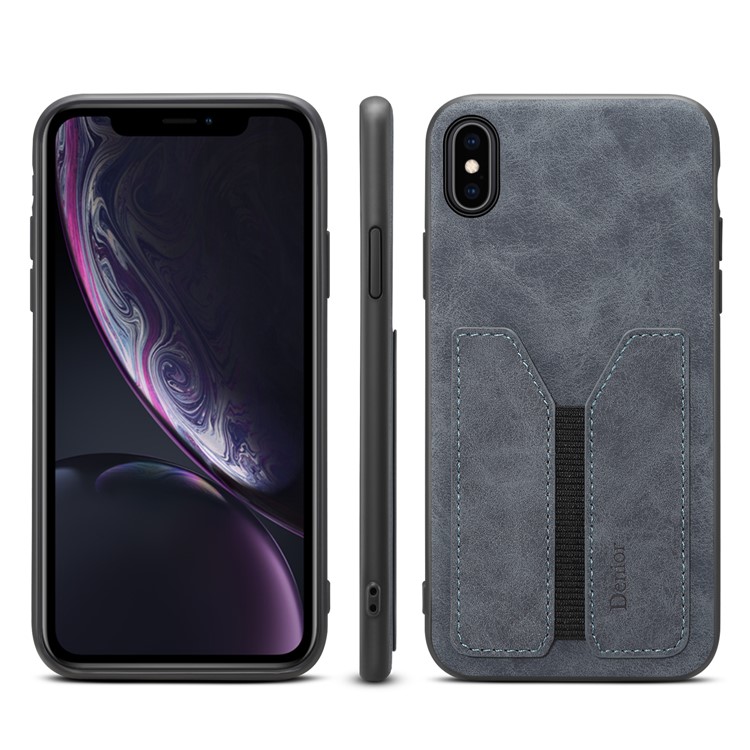

DV Elastic Style TPU+PU Leather Coated Phone Cover with Card Slot for iPhone X / XS - Black, iPhone X