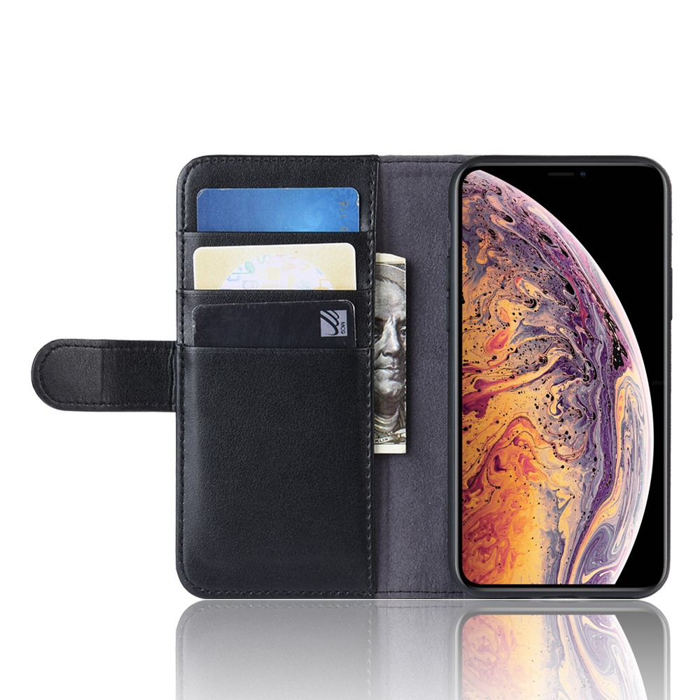 Genuine Split Leather Phone Cover for iPhone (2019) 6.5-inch - Black-5