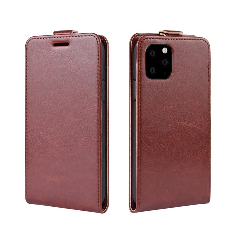 Vertical Flip Leather Phone Case with Card Slot for iPhone (2019) 6.5-inch - Brown-2