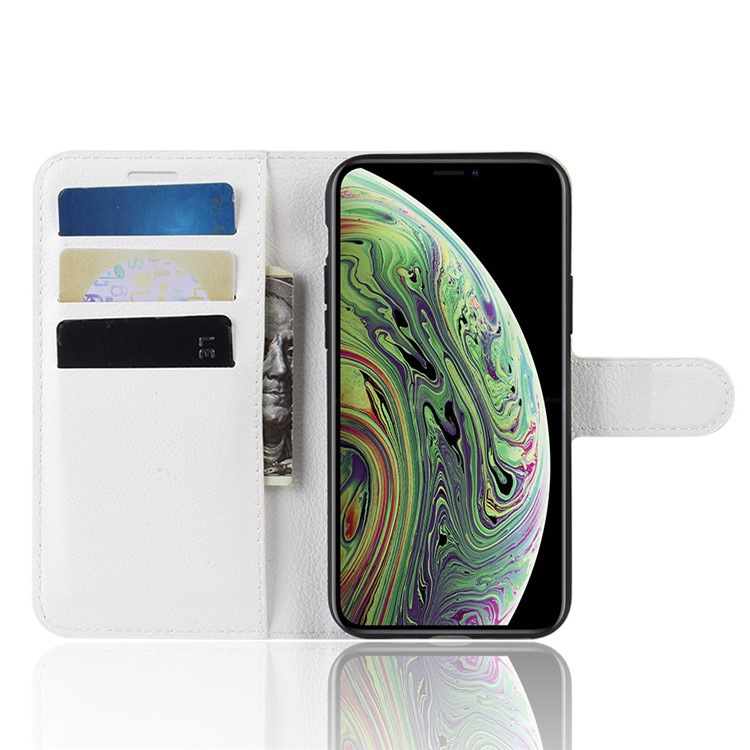 Litchi Skin Wallet Leather Stand Case for iPhone (2019) 5.8-inch - White-4