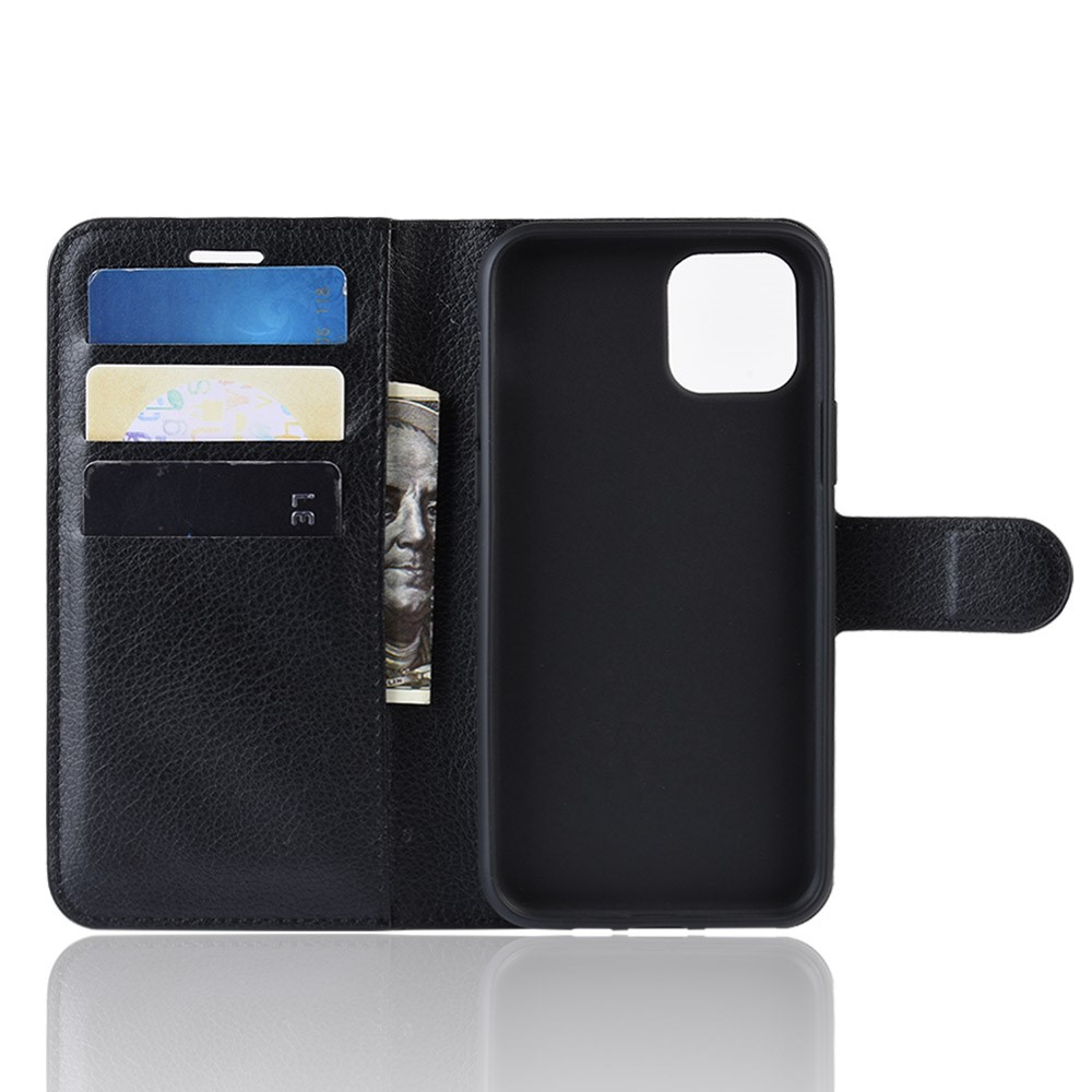 Lichia Pele Carteira Estojo De Couro Para Iphone (2019) 5,8 Polegadas - Preto-3