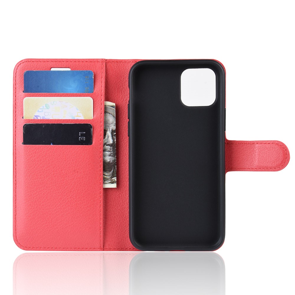 Lichia Pele Carteira Estojo De Couro Para Iphone (2019) 5,8 Polegadas - Vermelho-3