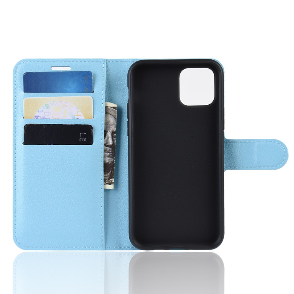 Lichia Pele Carteira Estojo De Couro Para Iphone (2019) 5,8 Polegadas - Bebê Azul-3