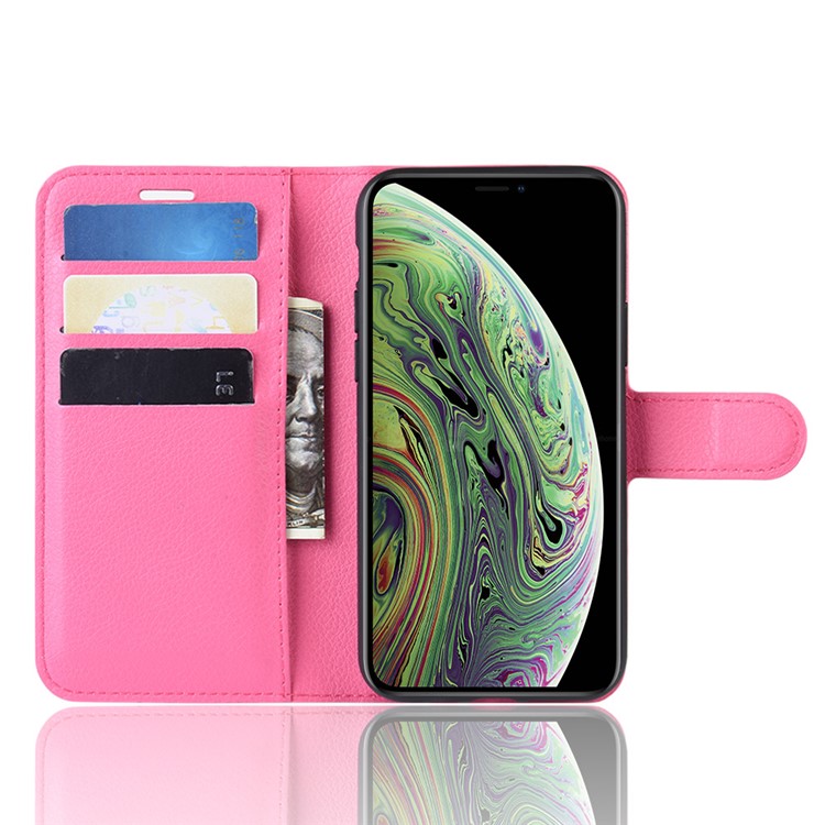 Lichia Pele Carteira Estojo De Couro Para Iphone (2019) 5,8 Polegadas - Rosa-4