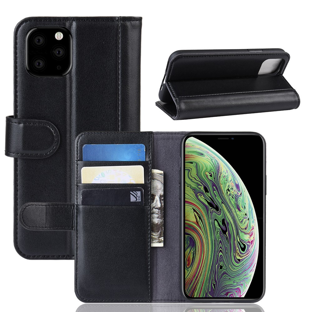 Genuine Split Leather Phone Cover for iPhone (2019) 5.8-inch - Black-1