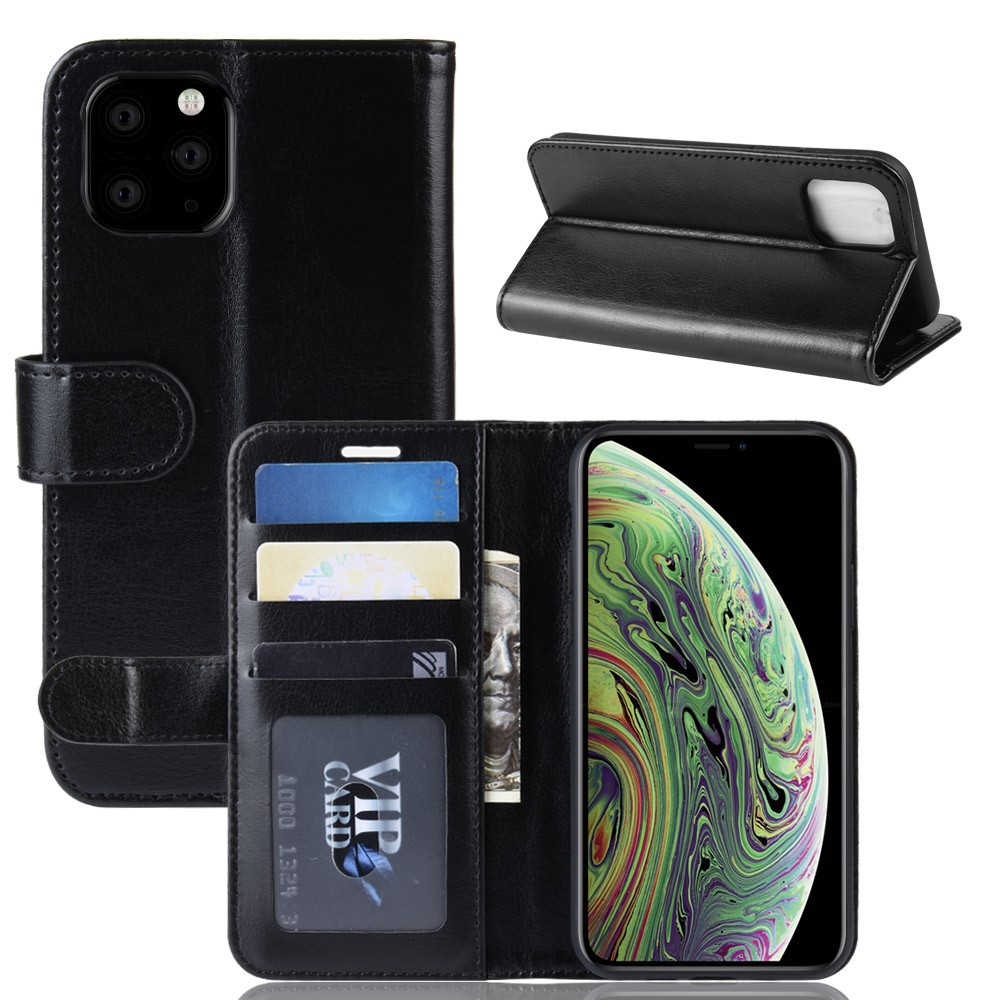 PU Leather Stand Wallet Flip Phone Cover for iPhone 11 Pro 5.8 inch (2019) - Black-1