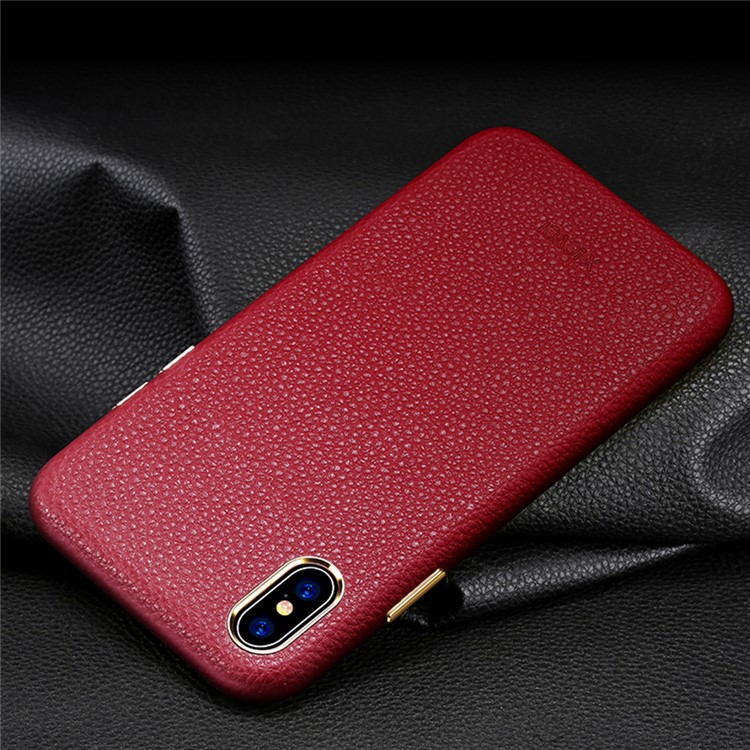 X-LEVEL Litchi Skin PU Leather Phone Shell for iPhone X / XS - Red-1