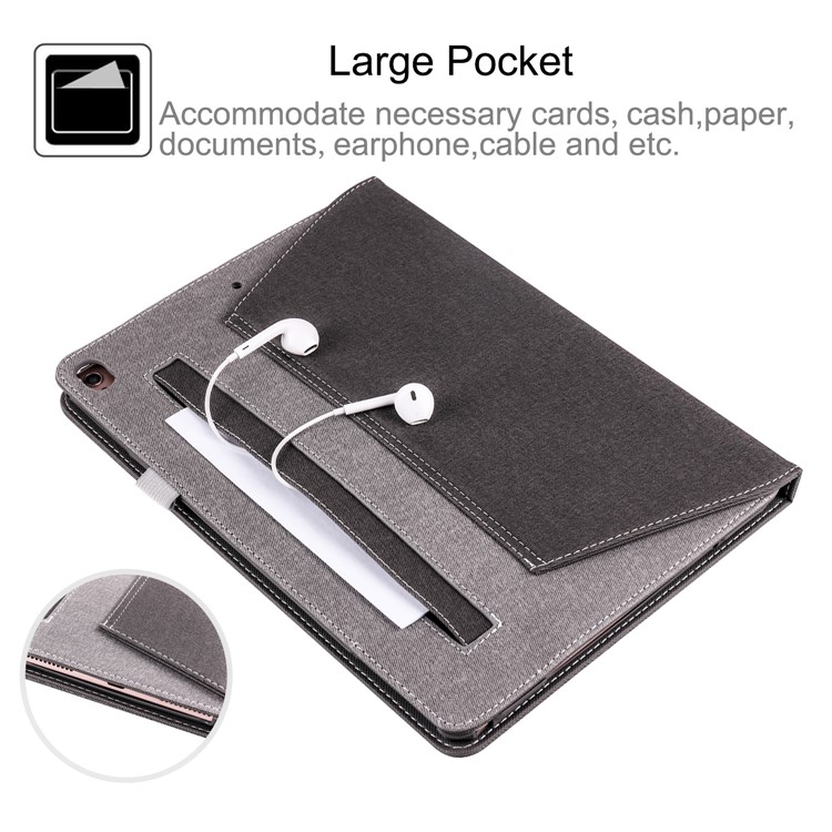 Dual-color PU Leather Wallet Stand Tablet Case for iPad Air 10.5 inch (2019) - Black-5