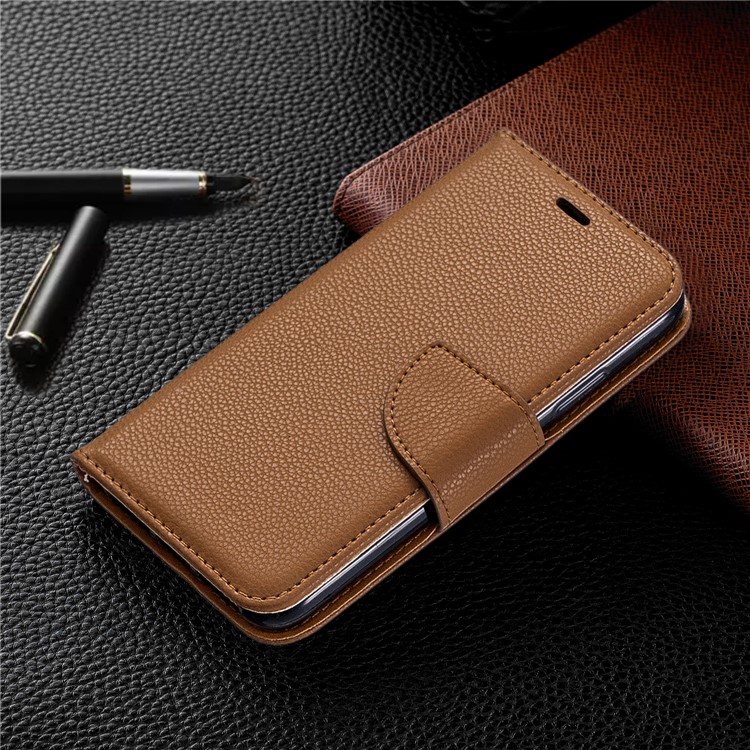 For iPhone X/XS 5.8 inch Litchi Texture Wallet Stand Leather Protective Phone Case with Strap - Brown-8