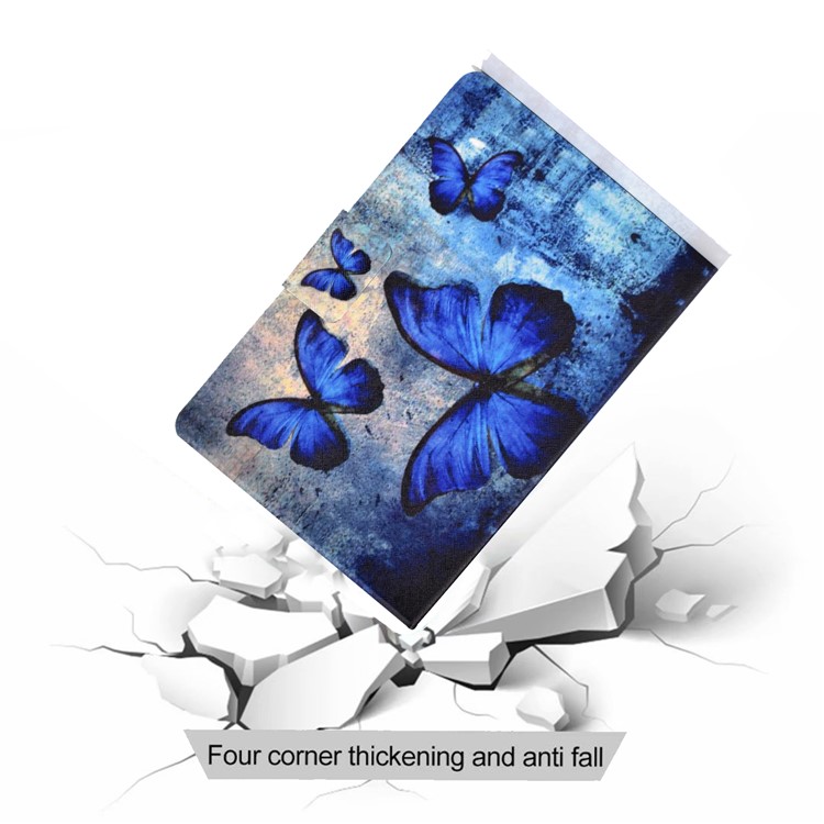 Shock-proof Pattern Printing Card Slot Stand PU Leather Tablet Casing for iPad Pro 11-inch (2018) - Blue Butterflies-11