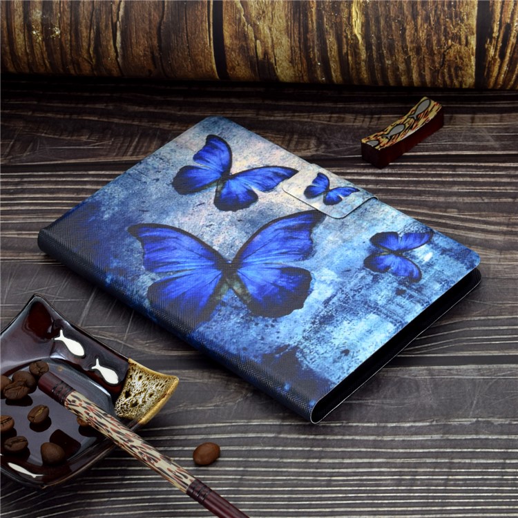 Shock-proof Pattern Printing Card Slot Stand PU Leather Tablet Casing for iPad Pro 11-inch (2018) - Blue Butterflies-12