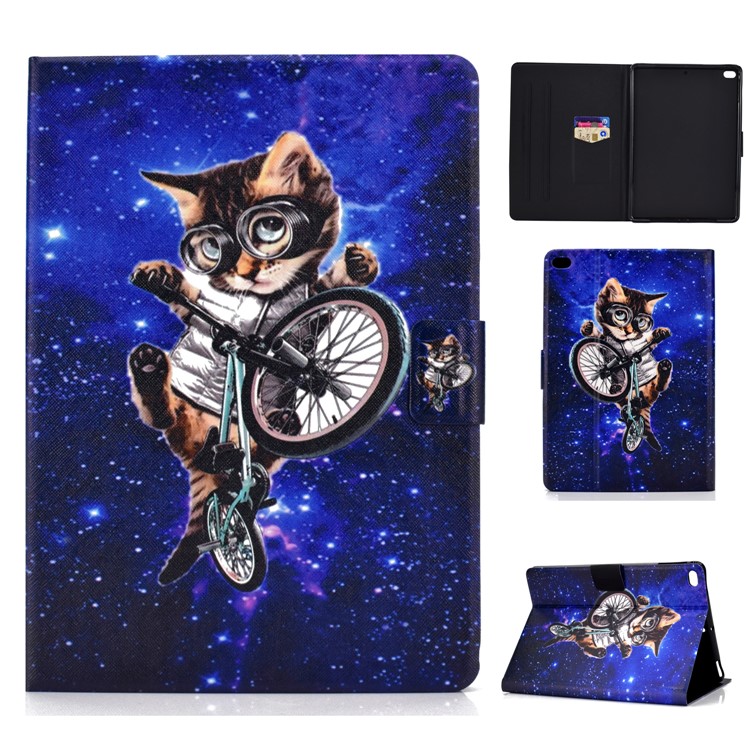 

Anti-dropping Pattern Printing PU Leather Stand Tablet Casing for iPad 9.7-inch (2018) - Cycling Cat, iPad 9.7-inch (2018)