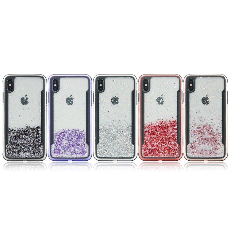 PC+TPU Shiny Glittery Phone Case for iPhone X / XS - Rose-11