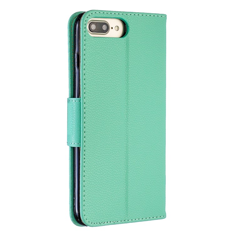 Litchi Skin Leather Wallet Case for iPhone 8 Plus / 7 Plus - Green-3