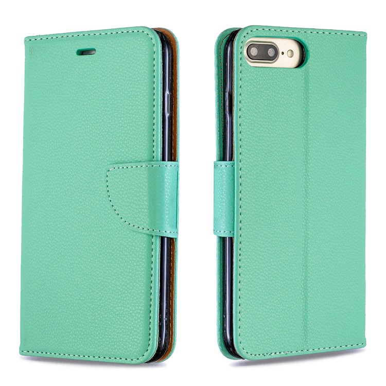 Litchi Skin Leather Wallet Case for iPhone 8 Plus / 7 Plus - Green-4