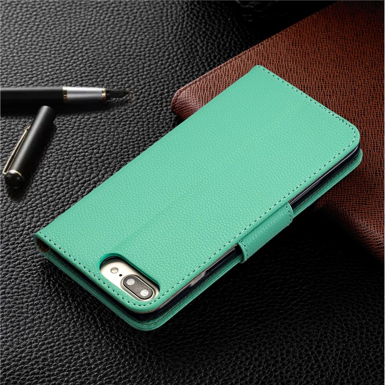 Litchi Skin Leather Wallet Case for iPhone 8 Plus / 7 Plus - Green-8