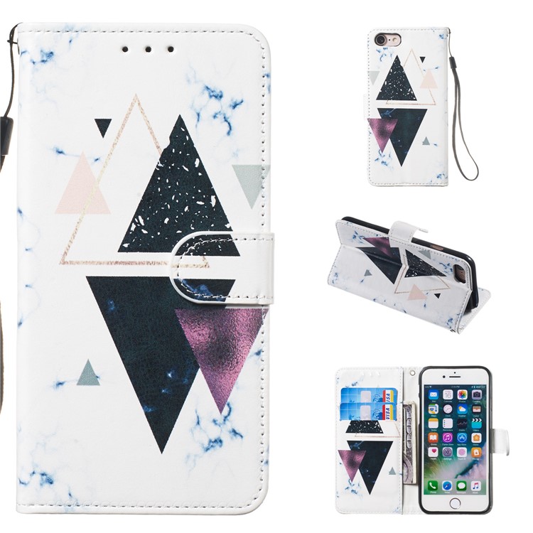 

Pattern Printing Leather Wallet Stand Phone Cover for iPhone 8/7 4.7 inch - Triangle, iPhone 8 4.7 inch