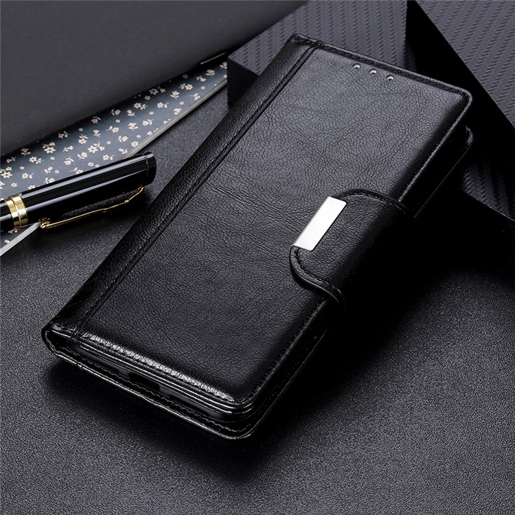 Cowhide Texture Wallet Stand PU Leather Phone Case for iPhone (2019) 5.8-inch - Black-12