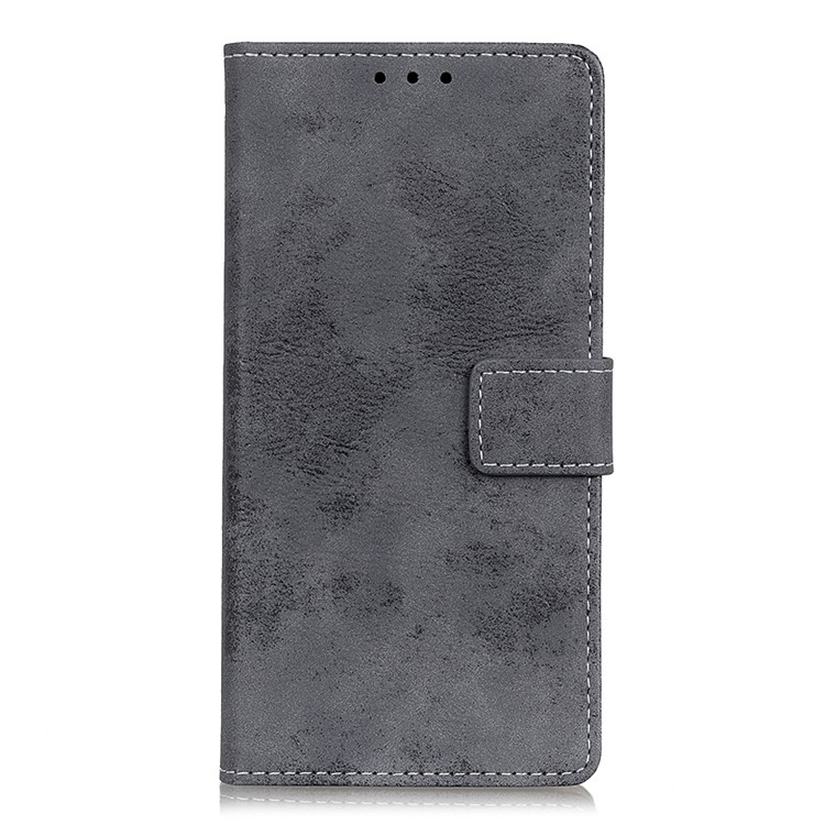 Vintage Style Leather Wallet Case for iPhone (2019) 6.1-inch - Grey-2