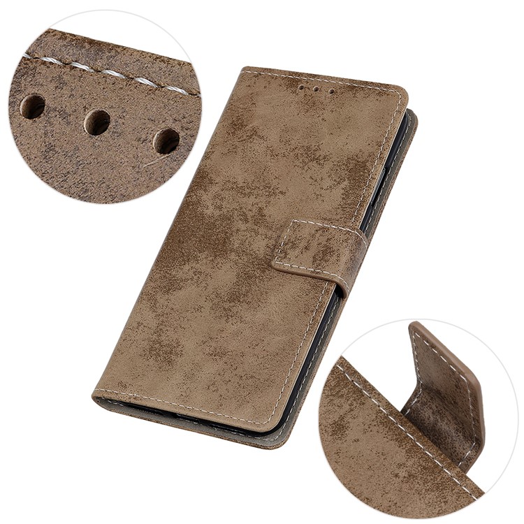 Vintage Style Leather Wallet Case for iPhone 11 Pro Max 6.5 inch (2019) - Khaki-8