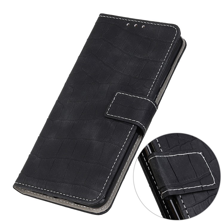 Crocodile Texture PU le Cuir Stand Portefeuille Portefeuille Pour Apple Iphone 11 6,1 Pouces (2019) - le Noir-6