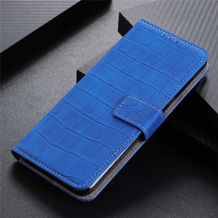 Crocodile Texture Leather Wallet Stand Phone Case Cover for iPhone (2019) 5.8-inch - Blue-2