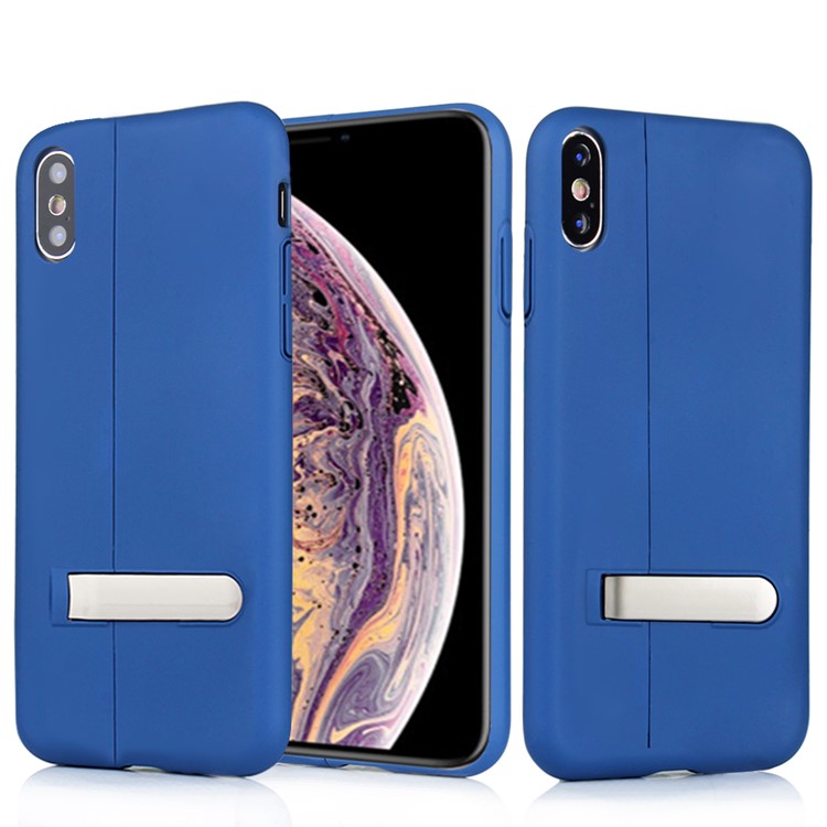 

Creative Magnetic Installation PC Protective Back Case with Invisible Kickstand for iPhone X/XS 5.8 inch - Dark Blue, iPhone XS 5.8 inch