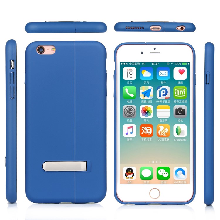 Auto-absorbed Kickstand PC Phone Back Case for iPhone 6/6s - Blue-2