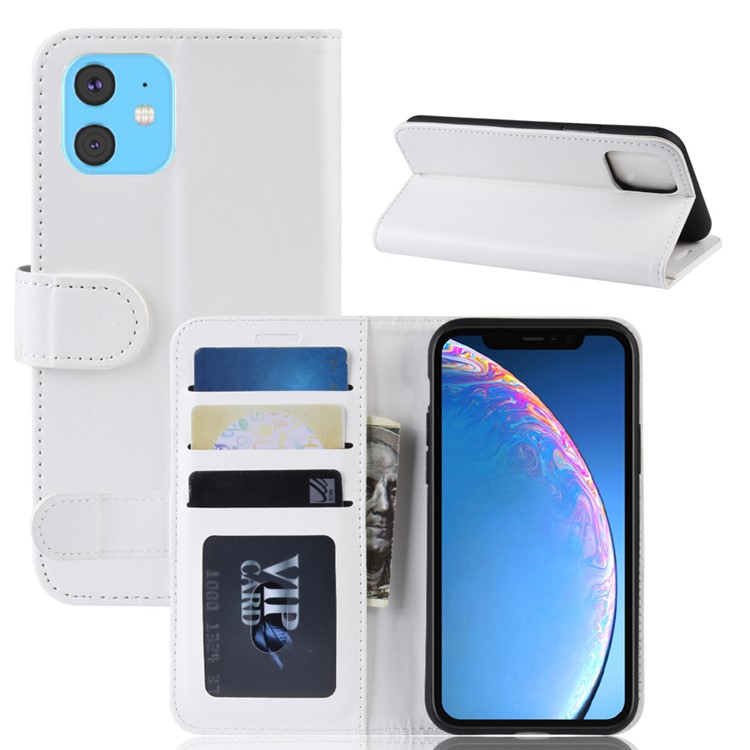 Crazy Horse Wallet Leather Stand Case for iPhone (2019) 6.1-inch - White-1