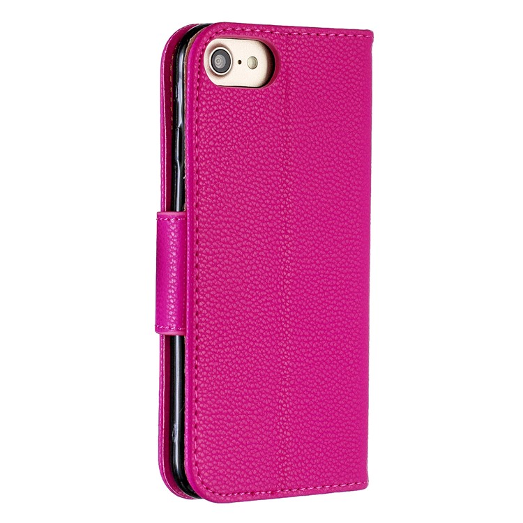 Litchi Texture Leather Wallet Stand Case for iPhone 7/8 - Rose-3