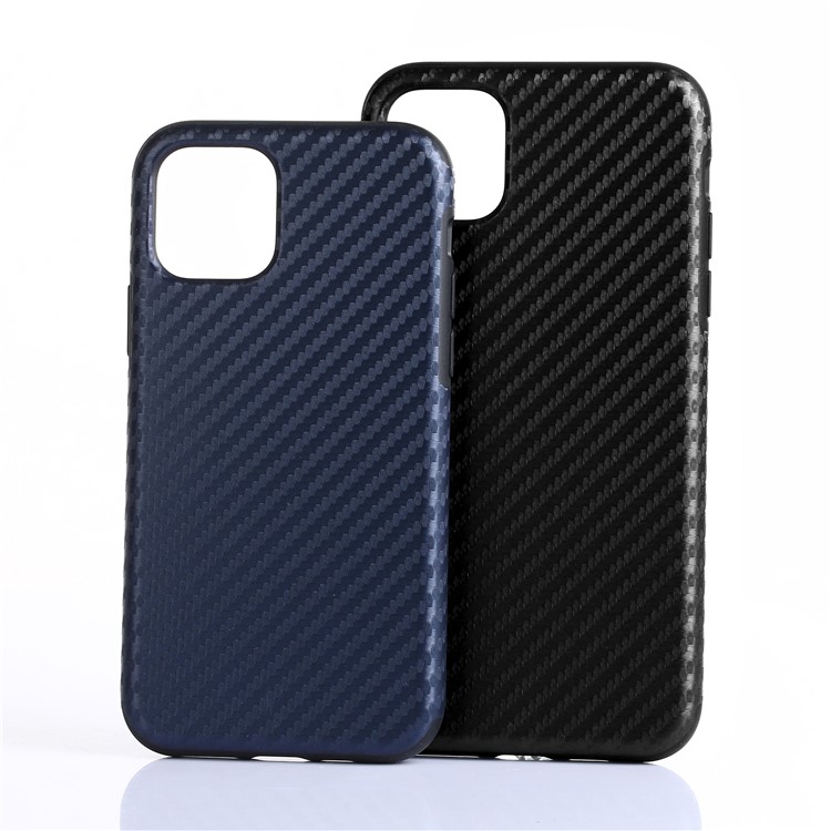 PU Leather Coated Flexible TPU Mobile Phone Case for iPhone (2019) 5.8-inch - Black Carbon Fiber Texture-4